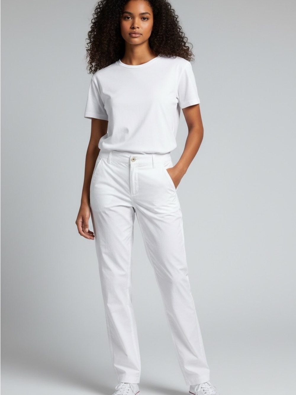 White Wide Leg Women's Pants - Classic Casual, Lightweight
